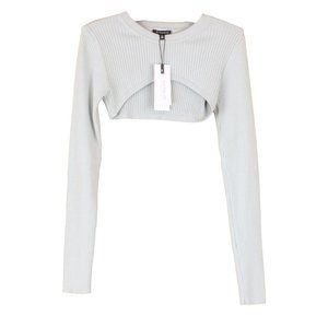 NWT Dynamite Soft Gray Ribbed Long Sleeve Crop Top